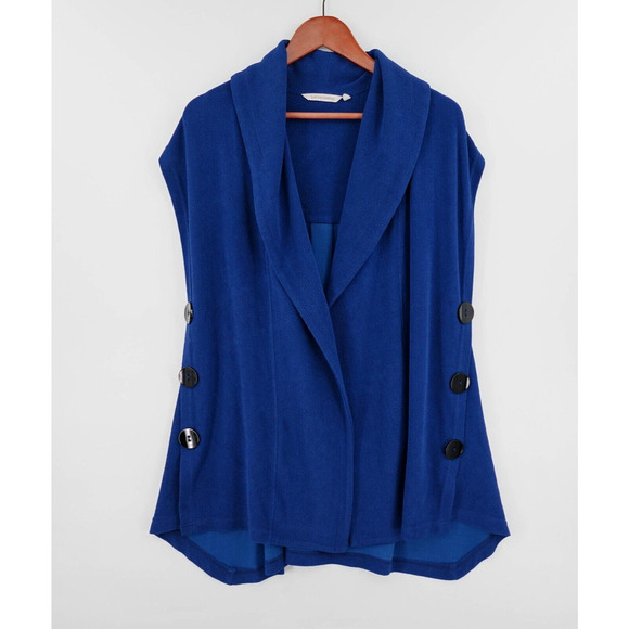 Soft Surroundings Open Front Vest Womens Medium Blue Longline Lagenlook - Picture 1 of 11